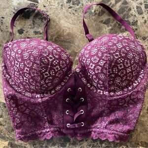 Victoria’s Secret Burgundy Padded Demi Corset Bra top women’s size 34C